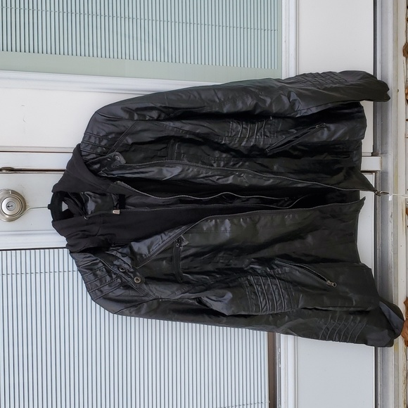 Hooded Faux Leather Jacket - Picture 3 of 4